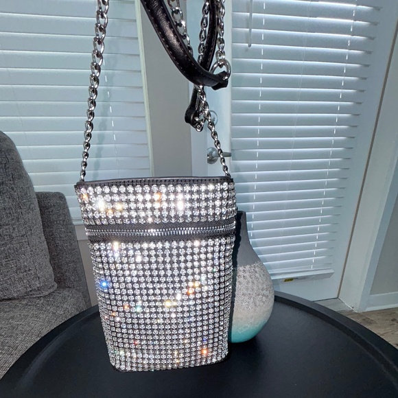 SPARKLING Diamond Studded & Leather Bag - Picture 1 of 10